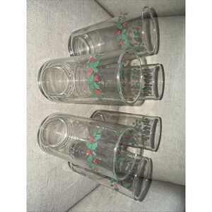Vintage Corelle  Winter Holly Tumbler SetOf 8 retiredChristmas Drinking Glasses